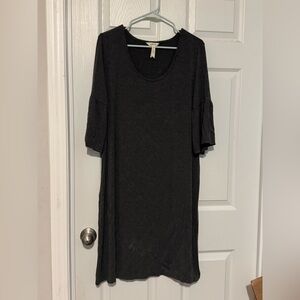 Matilda Jane Womens Live To Teach Dress Womens Size LargeGray Jersey Knit Ruffle